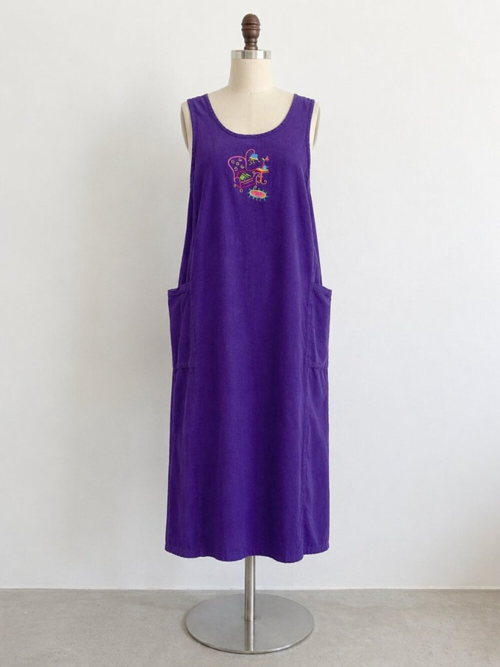 Vtg 90's 100% Cotton Corduroy Maxi Dress Friends Phoebe Cottagecore Farm Country